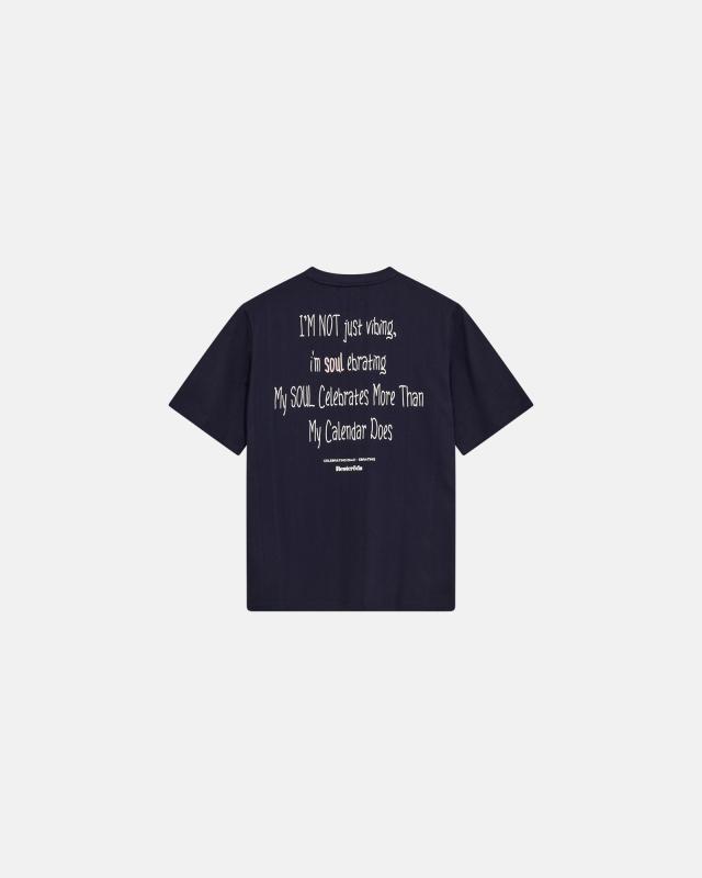 T-shirt med print 'tas' | 100% bomull | Navy -Resteröds