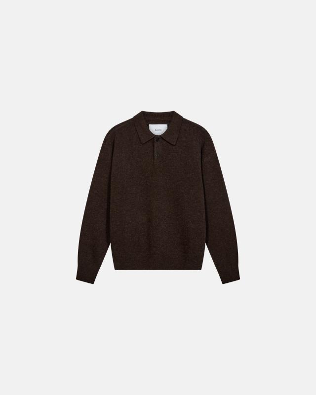 Långärmad polo 'Jacob' | Ull | Brun -Resteröds