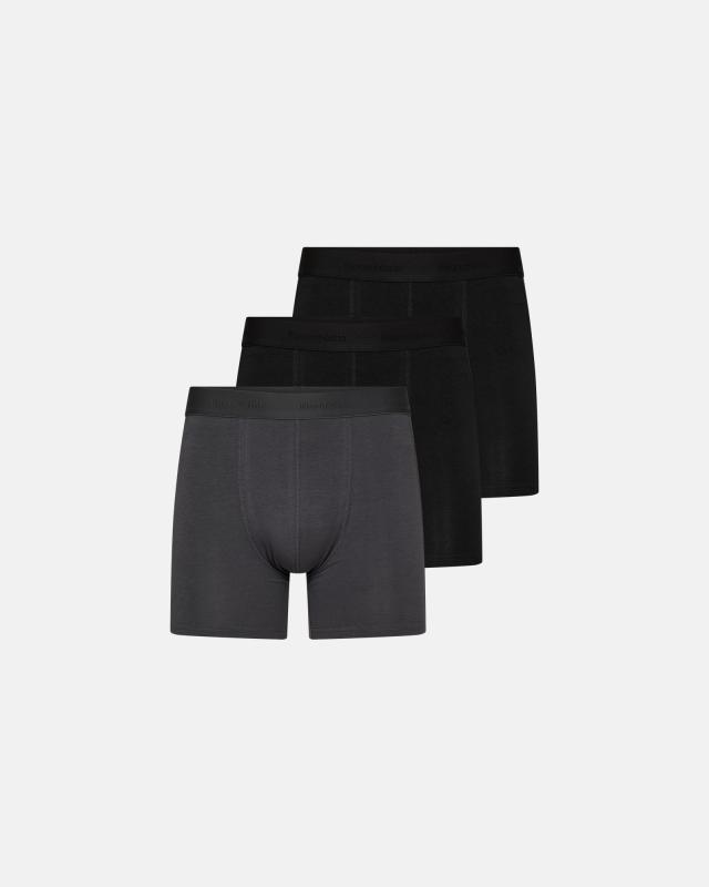 Kalsonger med långa ben 'Kalle' 3-pack, bambuviskos, svart/grå