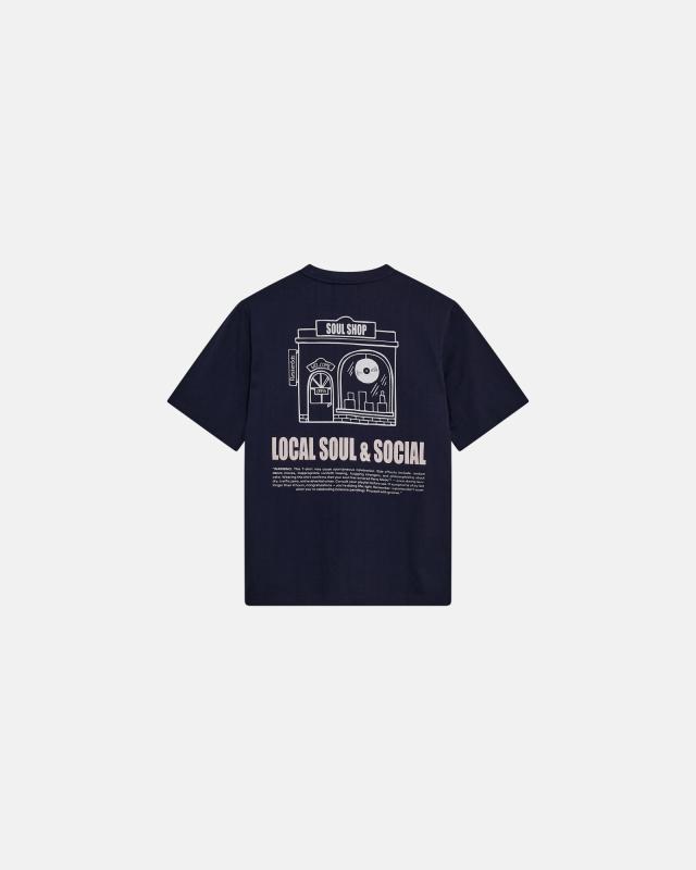 T-shirt med print 'tas', 100% bomull, Navy