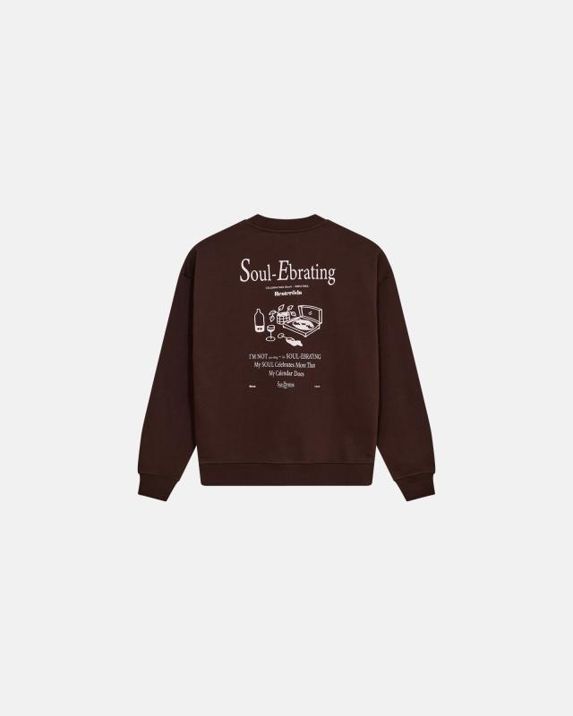 Sweatshirt med print 'drake', 100% bomull, Brun