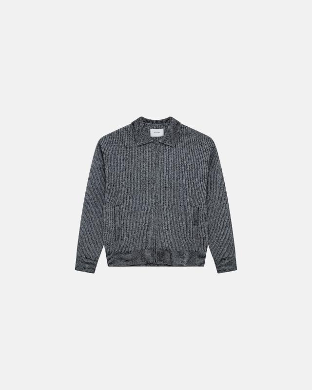 Floyd zip cardigan, Ull, Blå